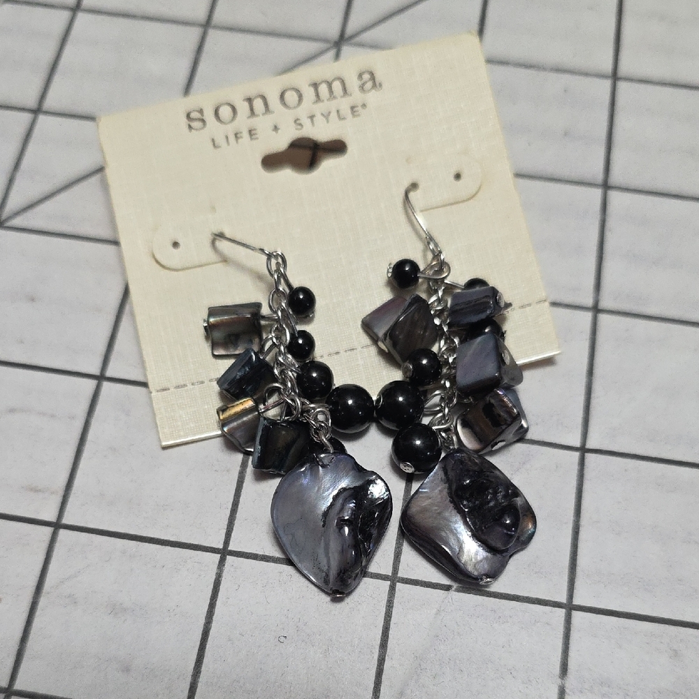 Sonoma Black and Silver Cluster Earrings with Cascade Design